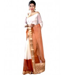 Ravishing White & Brown Designer Collection Saree MDL-S-SR1-026